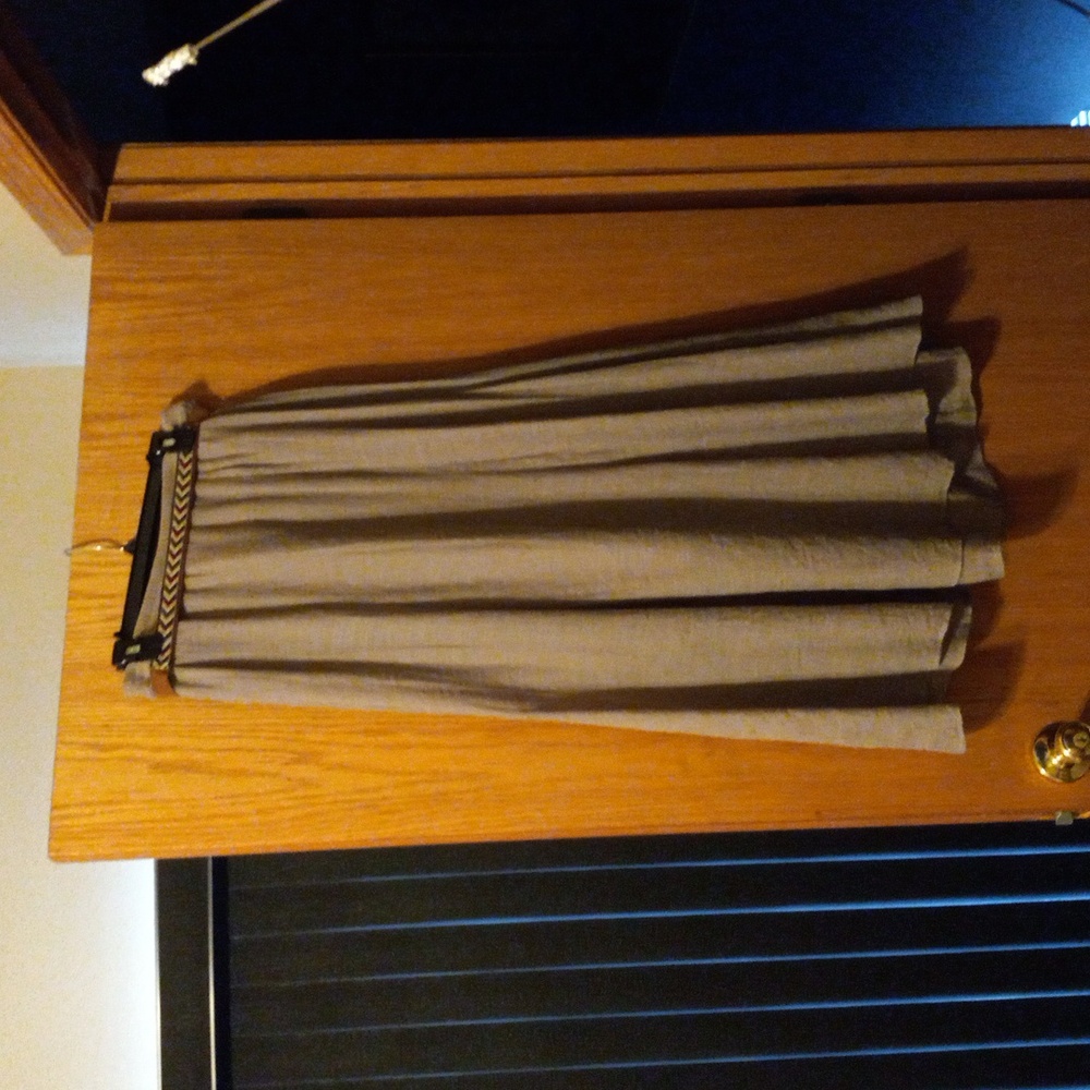 AGB Light Gray Linen-like Maxi Skirt with elasticized belt